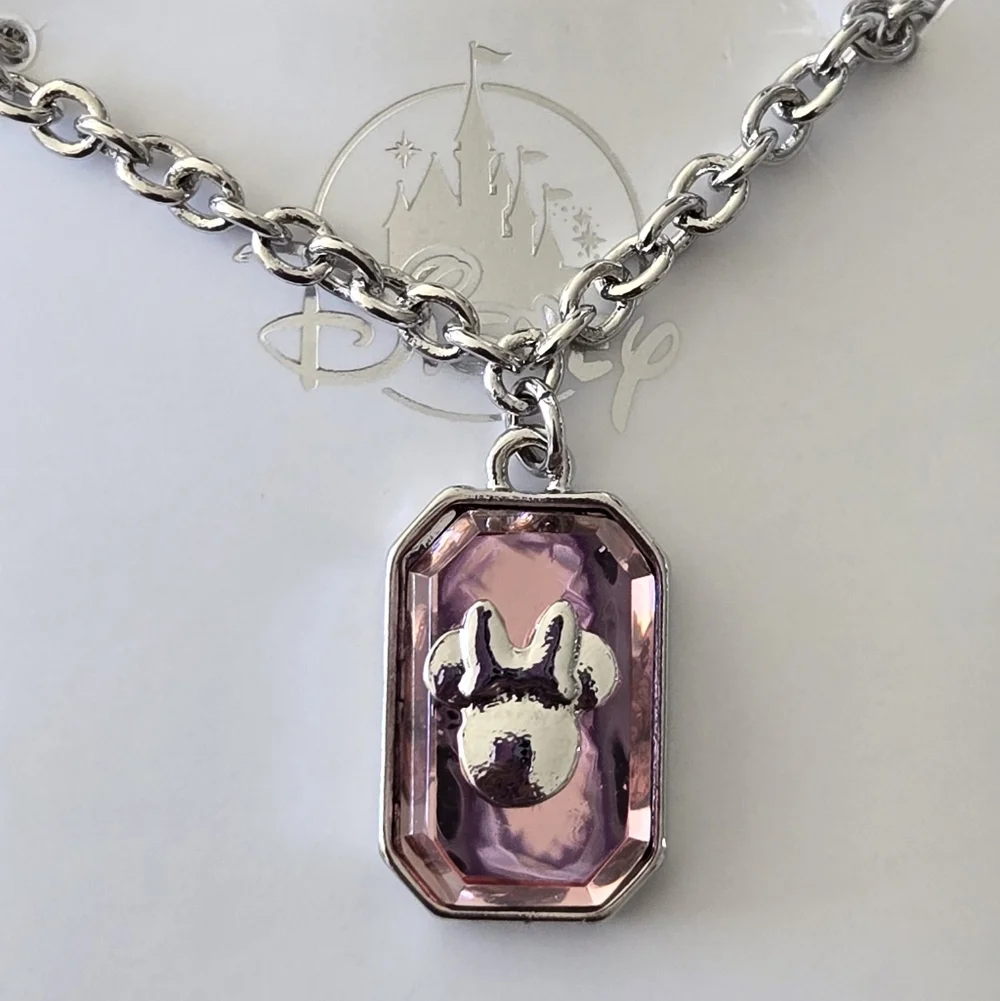 Minnie Silver Chain Necklace with Pink Pendant - Picture 1 of 15